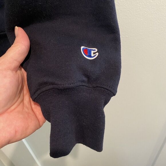 Champion Eco Authentic Quarter Zip Mens M Blue Pullover Fideliter Et Fortiter - Picture 6 of 10